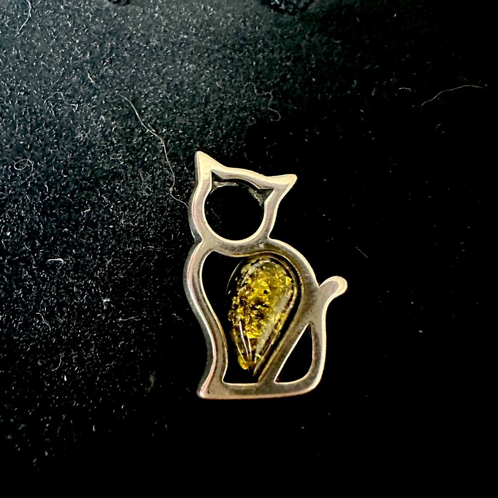 Sterling silver cat charm